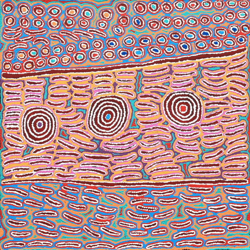 Aboriginal Artwork by Alice Nampijinpa Michaels, Lappi Lappi Jukurrpa, 76x76cm