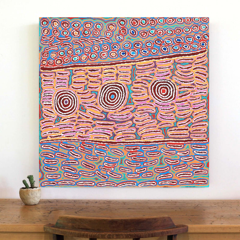 Aboriginal Artwork by Alice Nampijinpa Michaels, Lappi Lappi Jukurrpa, 76x76cm