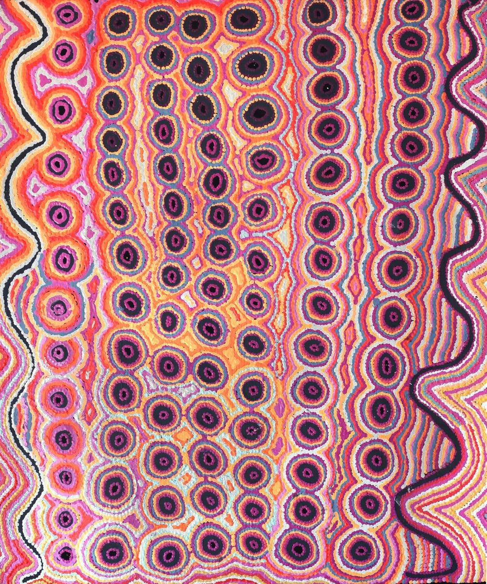 Aboriginal Artwork by Alice Nampijinpa Michaels, Lappi Lappi Jukurrpa, 91x76cm