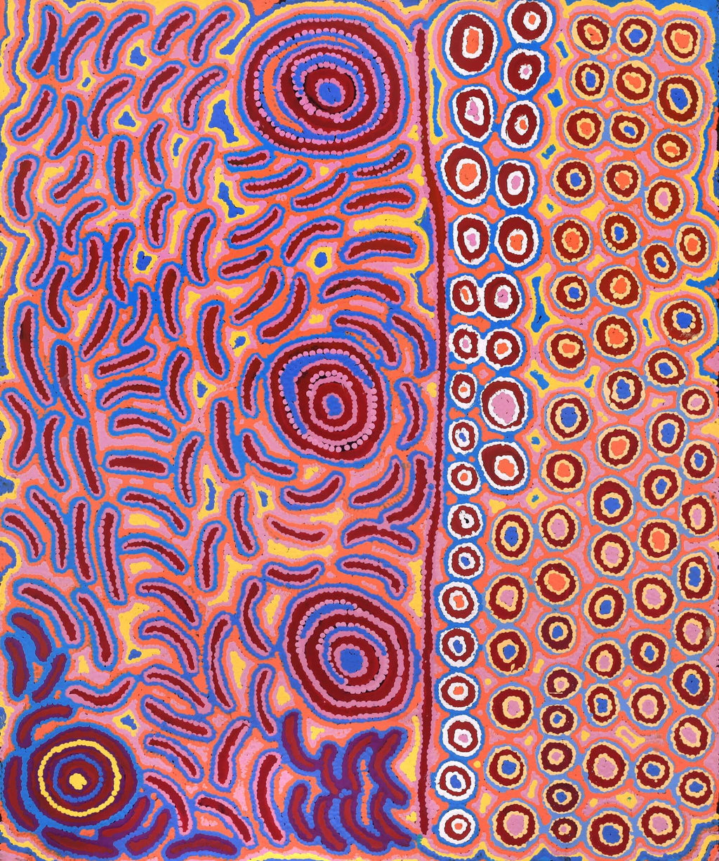 Aboriginal Artwork by Alice Nampijinpa Michaels, Lappi Lappi Jukurrpa, 91x76cm