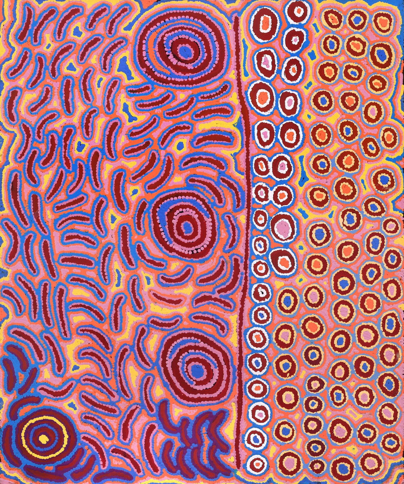 Aboriginal Artwork by Alice Nampijinpa Michaels, Lappi Lappi Jukurrpa, 91x76cm