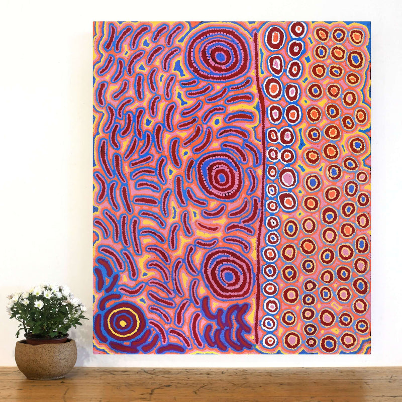 Aboriginal Artwork by Alice Nampijinpa Michaels, Lappi Lappi Jukurrpa, 91x76cm