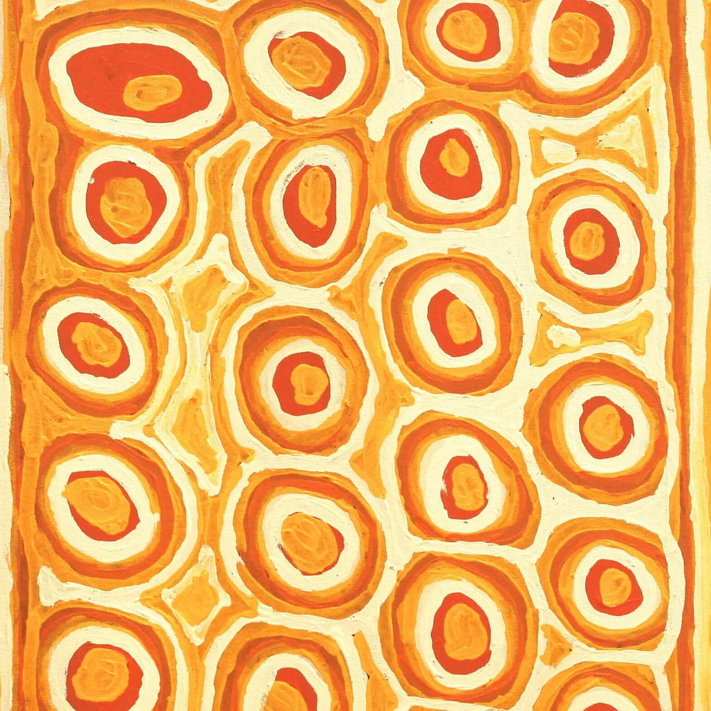Aboriginal Artwork by Alice Nampitjinpa Dixon, Tjilkamala - Porcupine rockhole, 75x50cm