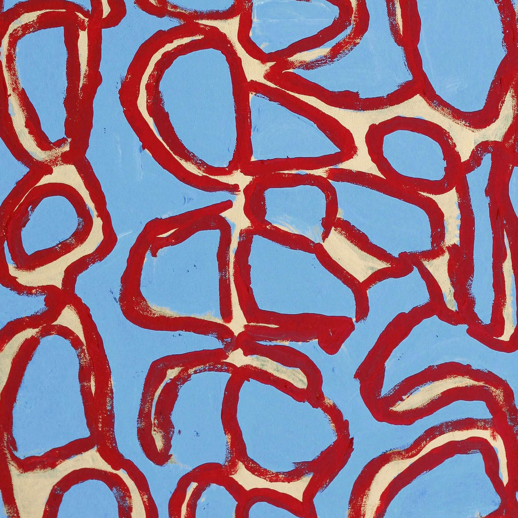 Aboriginal Artwork by Alice Nampitjinpa Dixon, Tjilkamala - Porcupine rockhole, 100x40cm