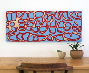 Aboriginal Artwork by Alice Nampitjinpa Dixon, Tjilkamala - Porcupine rockhole, 100x40cm - ART ARK®