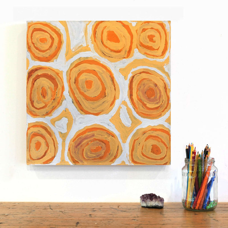 Aboriginal Artwork by Alice Nampitjinpa Dixon, Tjilkamala - Porcupine rockhole, 40x40cm