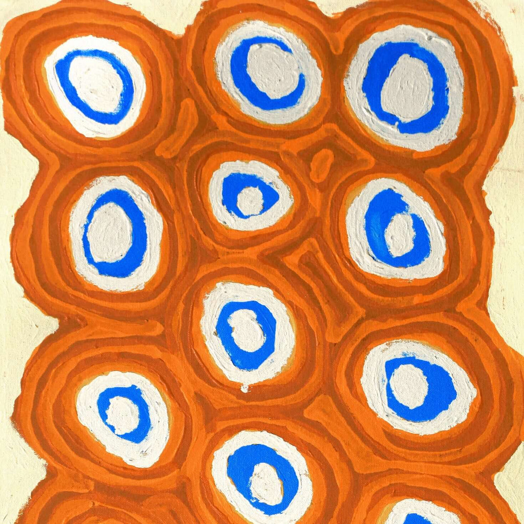 Aboriginal Artwork by Alice Nampitjinpa Dixon, Tjilkamala - Porcupine rockhole, 100x40cm