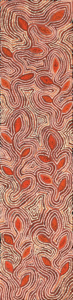 Aboriginal Artwork by Alicka Napanangka Brown, Yarla Jukurrpa (Bush Potato Dreaming), 122x30cm