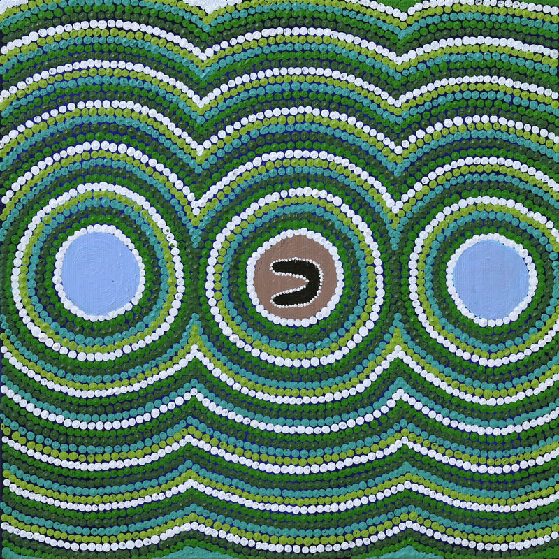 Aboriginal Artwork by Allison Napurrurla Gill, Ngapa Jukurrpa (Water Dreaming) - Puyurru, 30x30cm