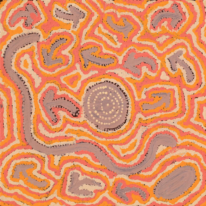 Aboriginal Artwork by Alma Nangala Robertson, Mina Mina Jukurrpa (Mina Mina Dreaming) - Ngalyipi, 30x30cm