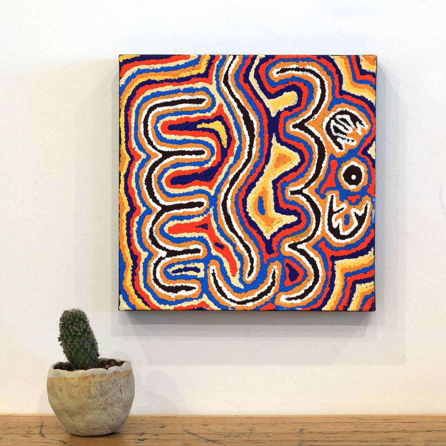 Aboriginal Artwork by Alma Nangala Robertson, Mina Mina Jukurrpa (Mina Mina Dreaming) - Ngalyipi, 30x30cm