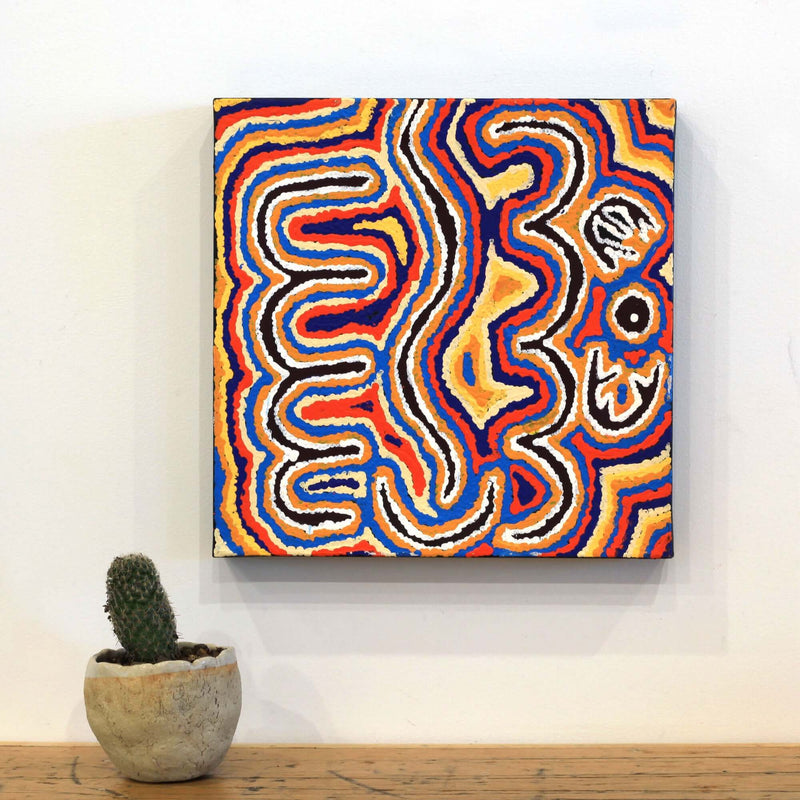 Aboriginal Artwork by Alma Nangala Robertson, Mina Mina Jukurrpa (Mina Mina Dreaming) - Ngalyipi, 30x30cm