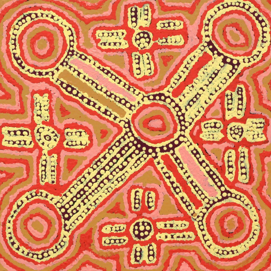 Aboriginal Artwork by Alma Nangala Robertson, Mina Mina Jukurrpa (Mina Mina Dreaming) - Ngalyipi, 30x30cm