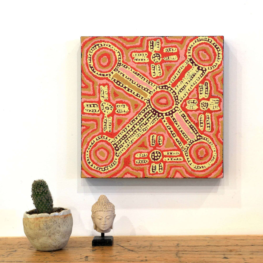 Aboriginal Artwork by Alma Nangala Robertson, Mina Mina Jukurrpa (Mina Mina Dreaming) - Ngalyipi, 30x30cm