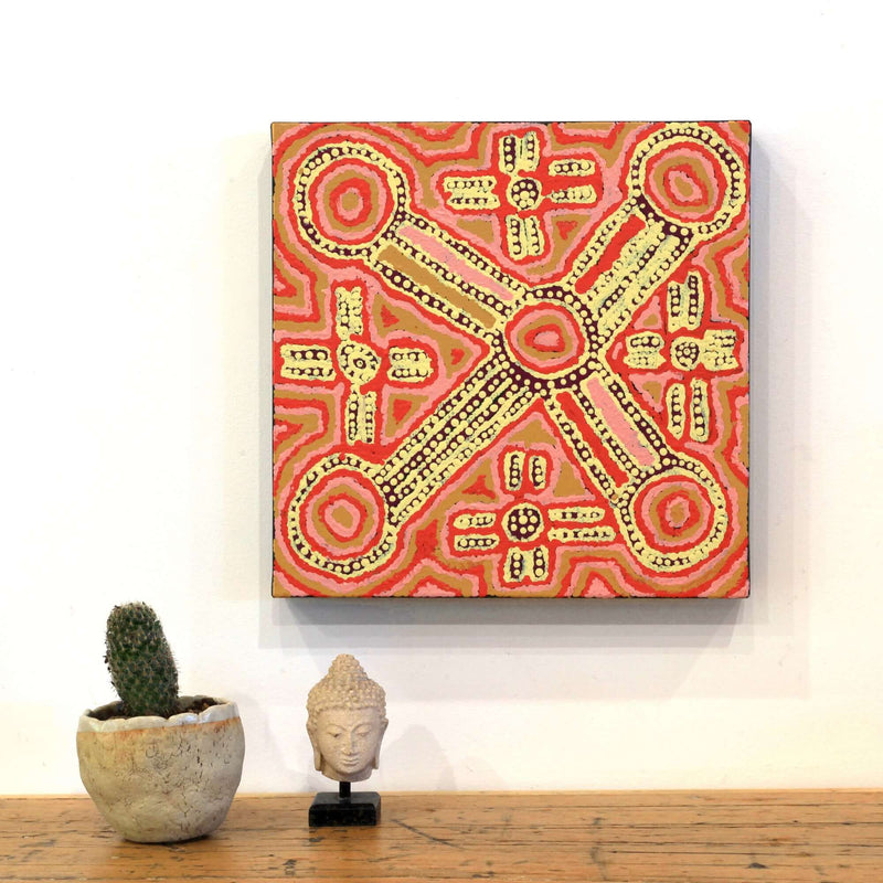 Aboriginal Artwork by Alma Nangala Robertson, Mina Mina Jukurrpa (Mina Mina Dreaming) - Ngalyipi, 30x30cm