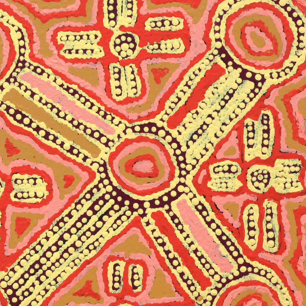 Aboriginal Artwork by Alma Nangala Robertson, Mina Mina Jukurrpa (Mina Mina Dreaming) - Ngalyipi, 30x30cm
