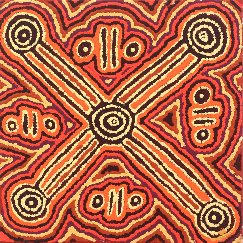 Aboriginal Artwork by Alma Nangala Robertson, Mina Mina Jukurrpa (Mina Mina Dreaming) - Ngalyipi, 30x30cm