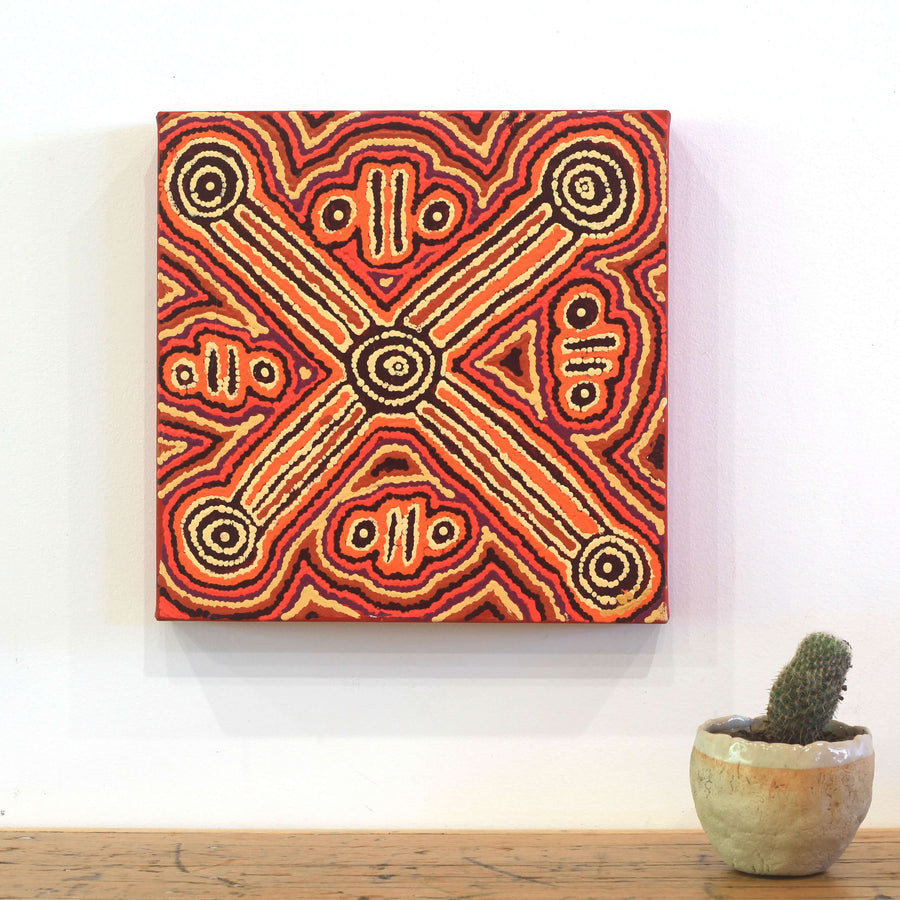 Aboriginal Artwork by Alma Nangala Robertson, Mina Mina Jukurrpa (Mina Mina Dreaming) - Ngalyipi, 30x30cm
