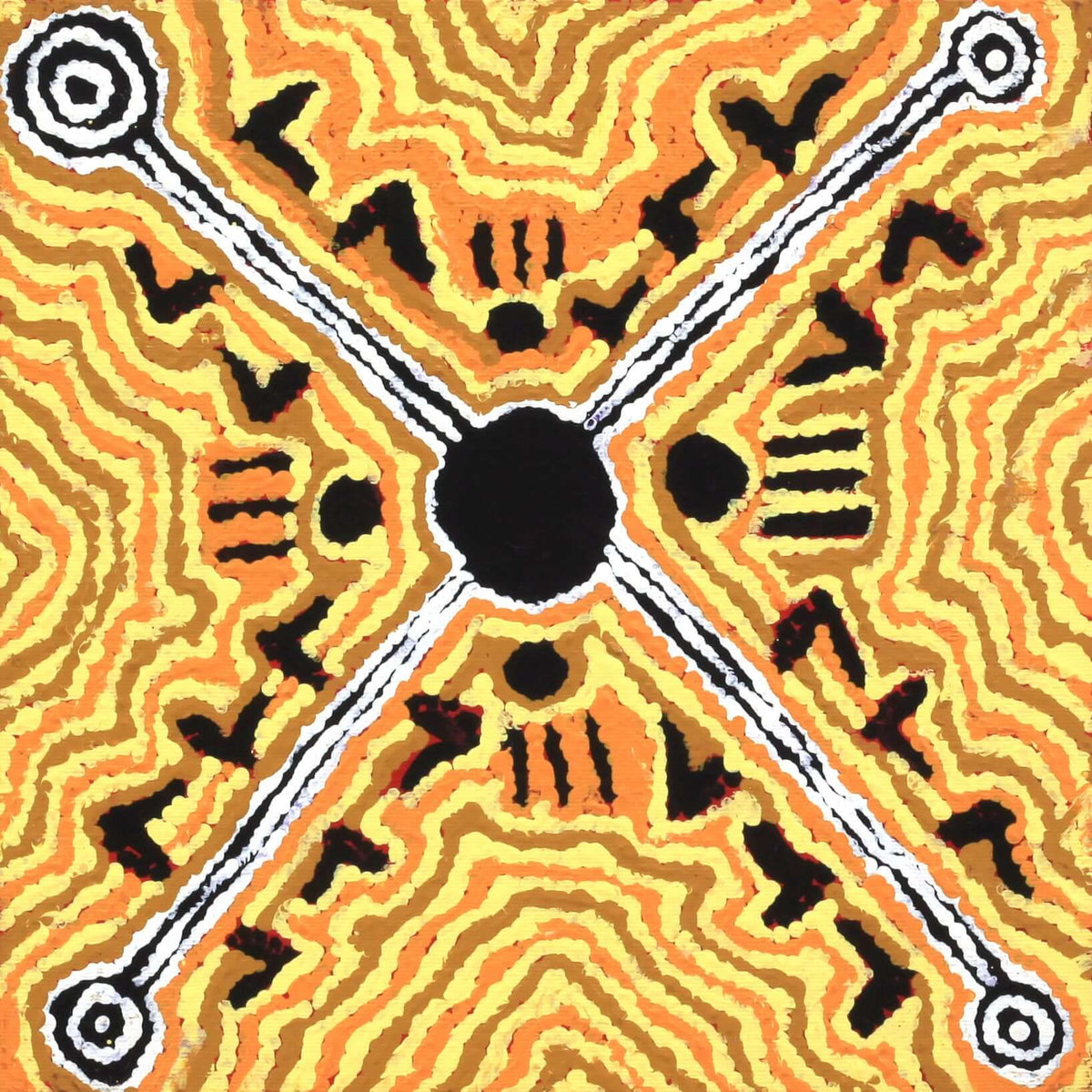 Aboriginal Art by Alma Nangala Robertson, Mina Mina Jukurrpa (Mina Mina Dreaming) -  Ngalyipi, 30x30cm - ART ARK®