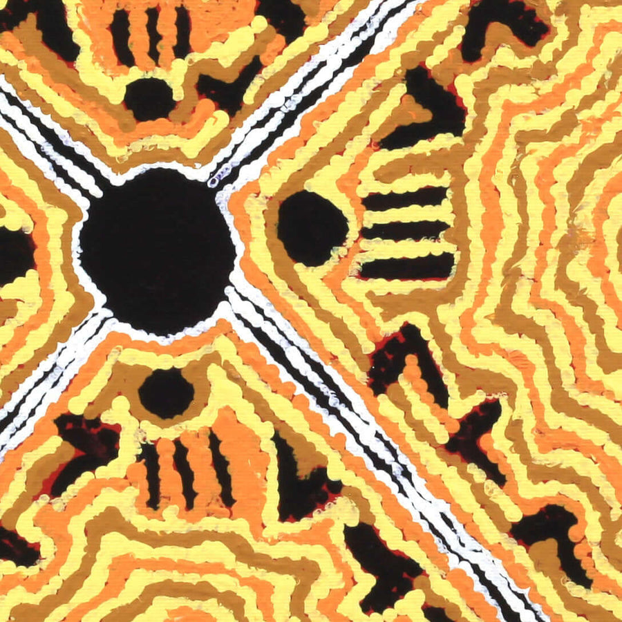 Aboriginal Artwork by Alma Nangala Robertson, Mina Mina Jukurrpa (Mina Mina Dreaming) - Ngalyipi, 30x30cm