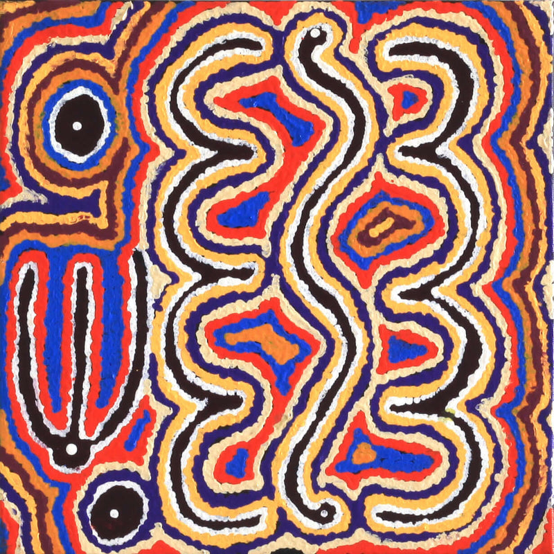 Aboriginal Artwork by Alma Nangala Robertson, Mina Mina Jukurrpa (Mina Mina Dreaming) - Ngalyipi, 30x30cm