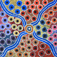 Aboriginal Artwork by Alfreda Nungarrayi Martin, Ngapa Jukurrpa (Water Dreaming) - Puyurru, 30x30cm