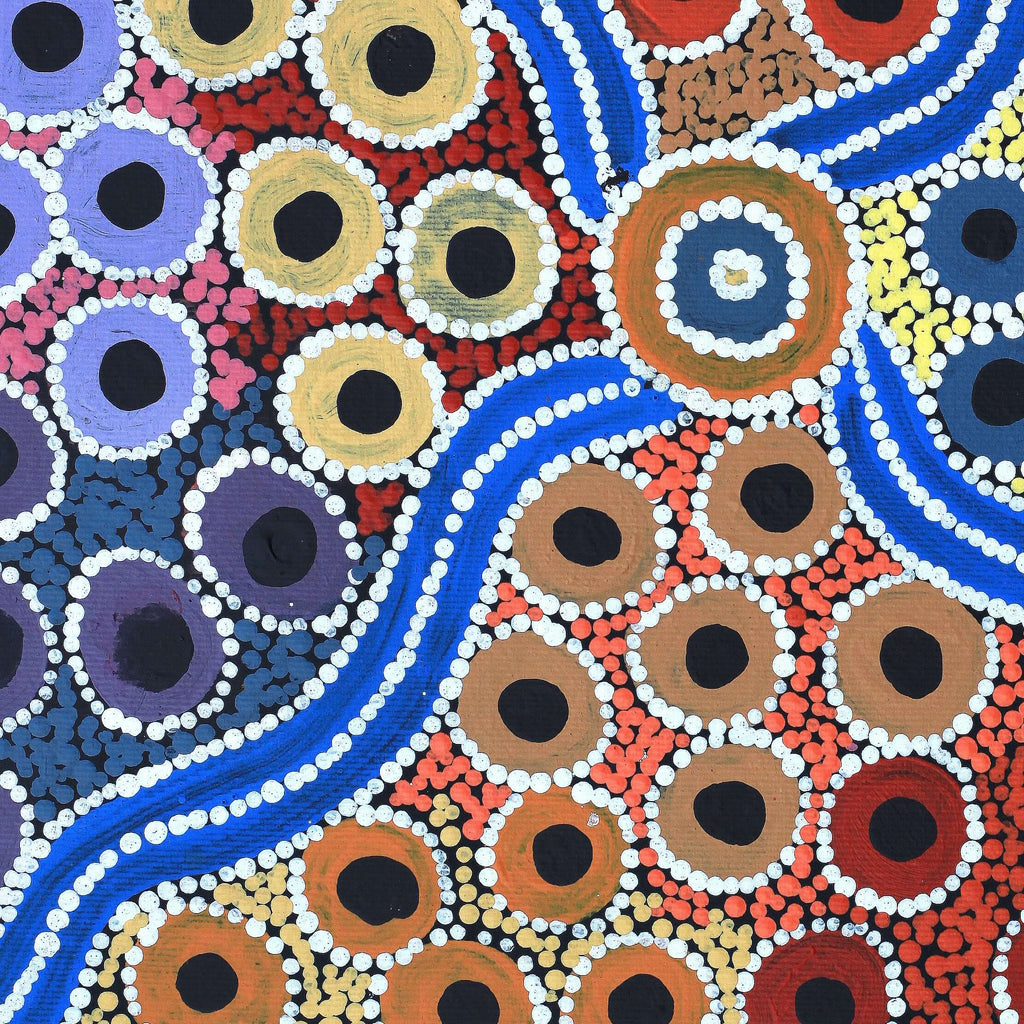 Aboriginal Artwork by Alfreda Nungarrayi Martin, Ngapa Jukurrpa (Water Dreaming) - Puyurru, 30x30cm - ART ARK®
