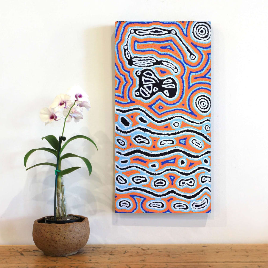 Aboriginal Artwork by Amanda Nakamarra Curtis, Lappi Lappi Dreaming, 61x30cm