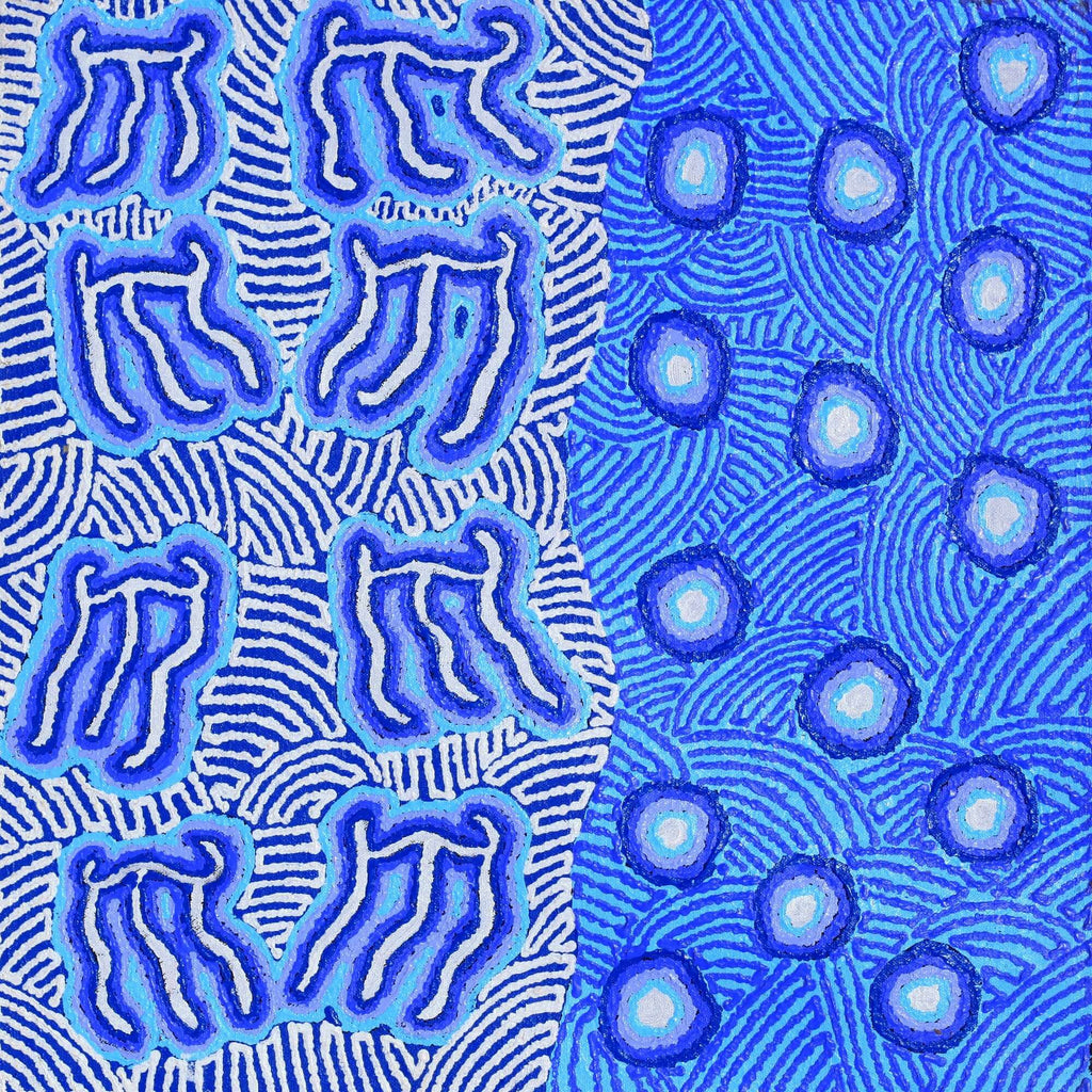Aboriginal Artwork by Amanda Nakamarra Curtis, Majardi Jukurrpa - Mina Mina, 46x46cm
