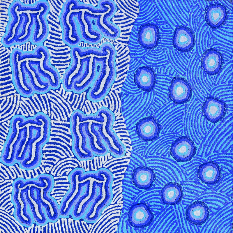 Aboriginal Artwork by Amanda Nakamarra Curtis, Majardi Jukurrpa - Mina Mina, 46x46cm
