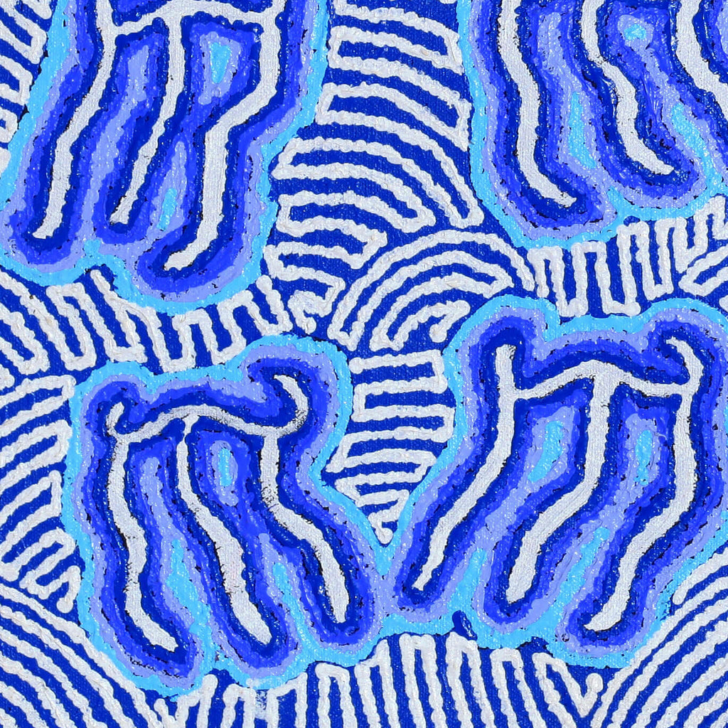 Aboriginal Artwork by Amanda Nakamarra Curtis, Majardi Jukurrpa - Mina Mina, 46x46cm