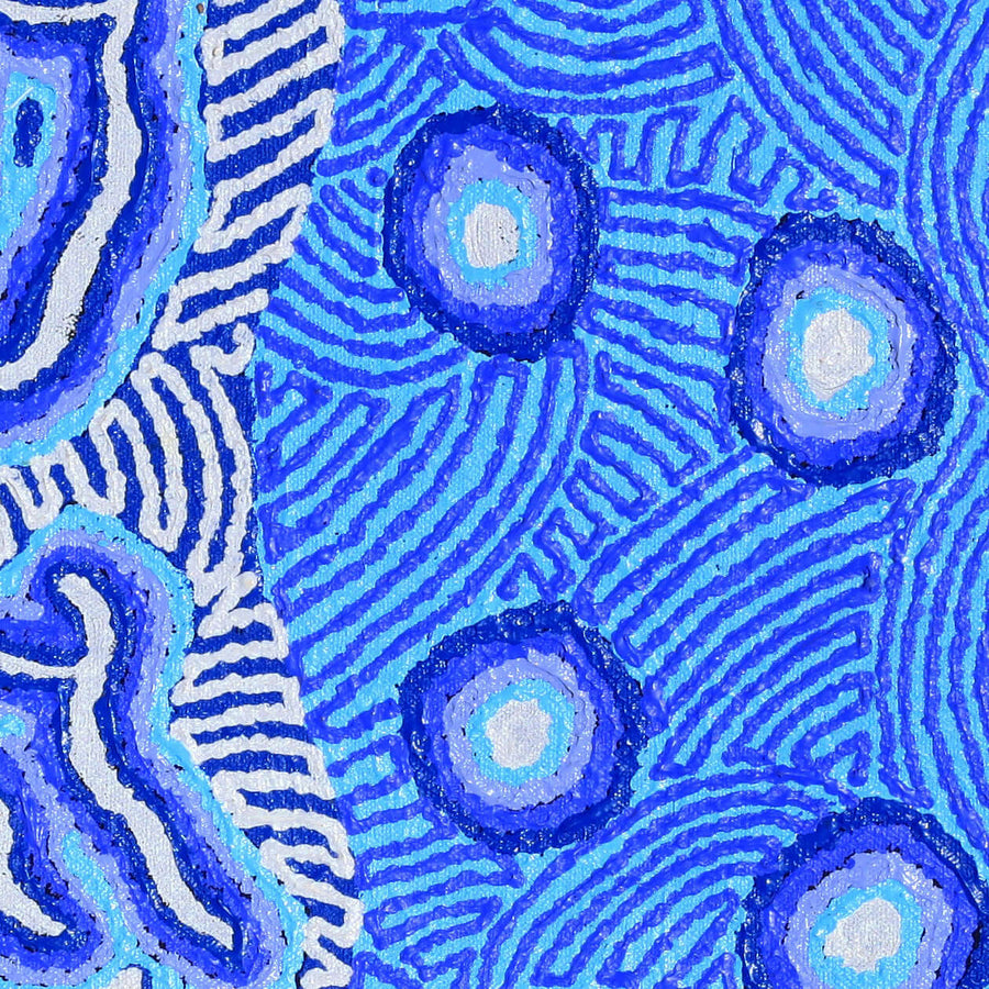 Aboriginal Artwork by Amanda Nakamarra Curtis, Majardi Jukurrpa - Mina Mina, 46x46cm