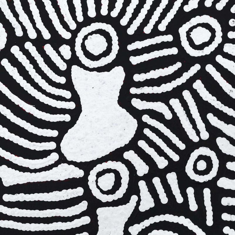 Aboriginal Artwork by Amelia Napaljarri Brown, Pikilyi Jukurrpa (Vaughn Springs Dreaming), 30x30cm