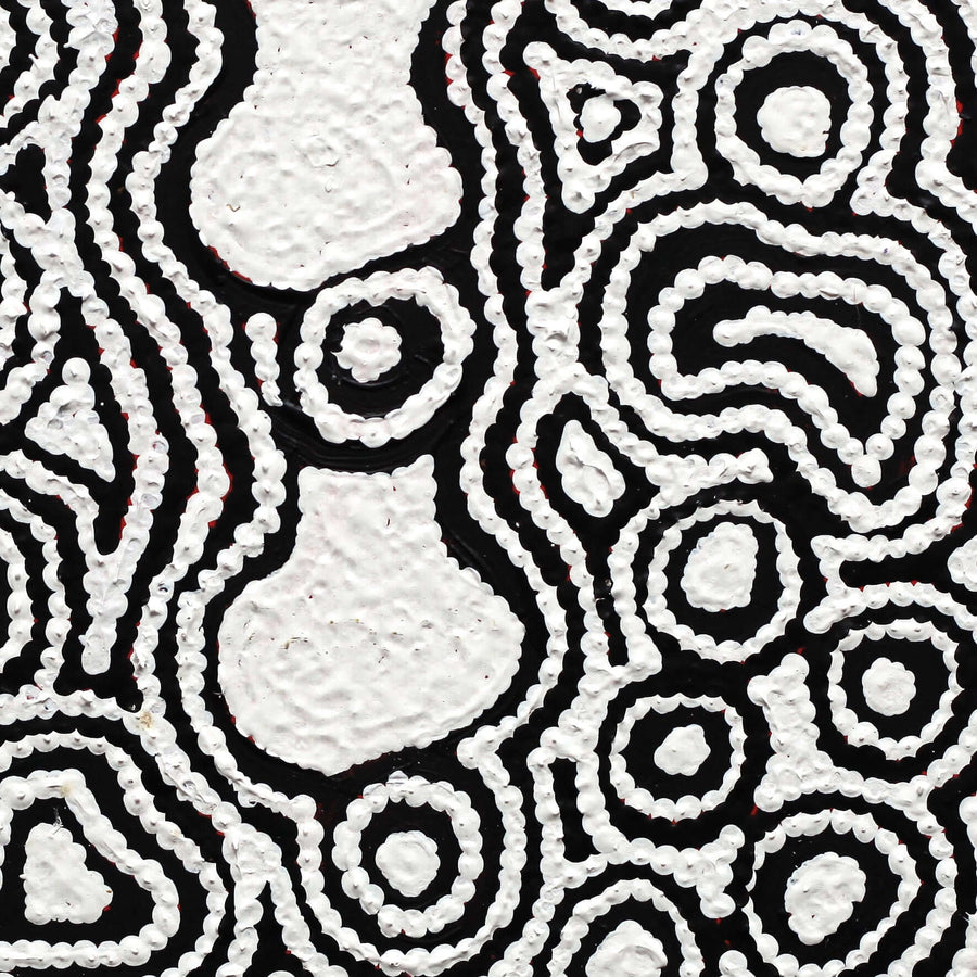 Aboriginal Artwork by Amelia Napaljarri Brown, Pikilyi Jukurrpa (Vaughn Springs Dreaming), 30x30cm