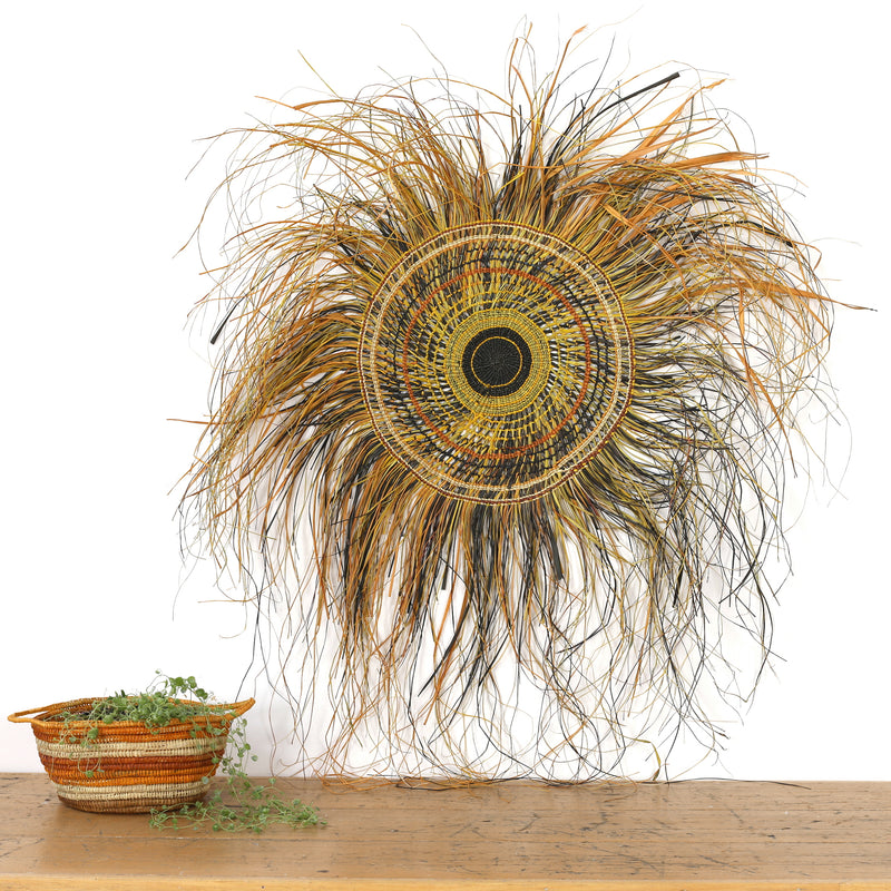 Aboriginal Artwork by Anna Ramatha Malibirr, Gapuwiyak - Woven Mat 120cm