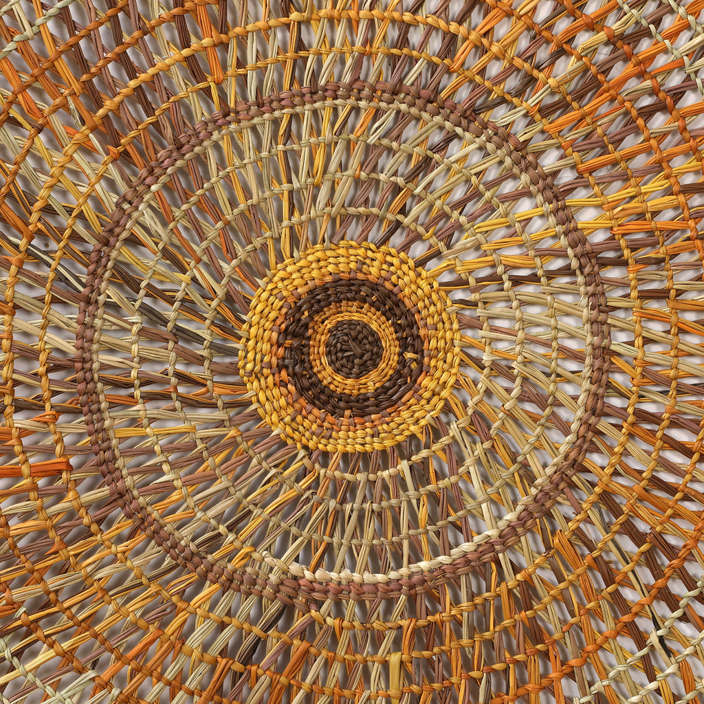 Aboriginal Artwork by Anna Ramatha Malibirr, Gapuwiyak - Woven Mat 94cm