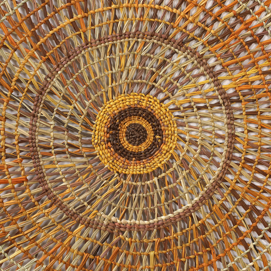 Aboriginal Artwork by Anna Ramatha Malibirr, Gapuwiyak - Woven Mat 94cm
