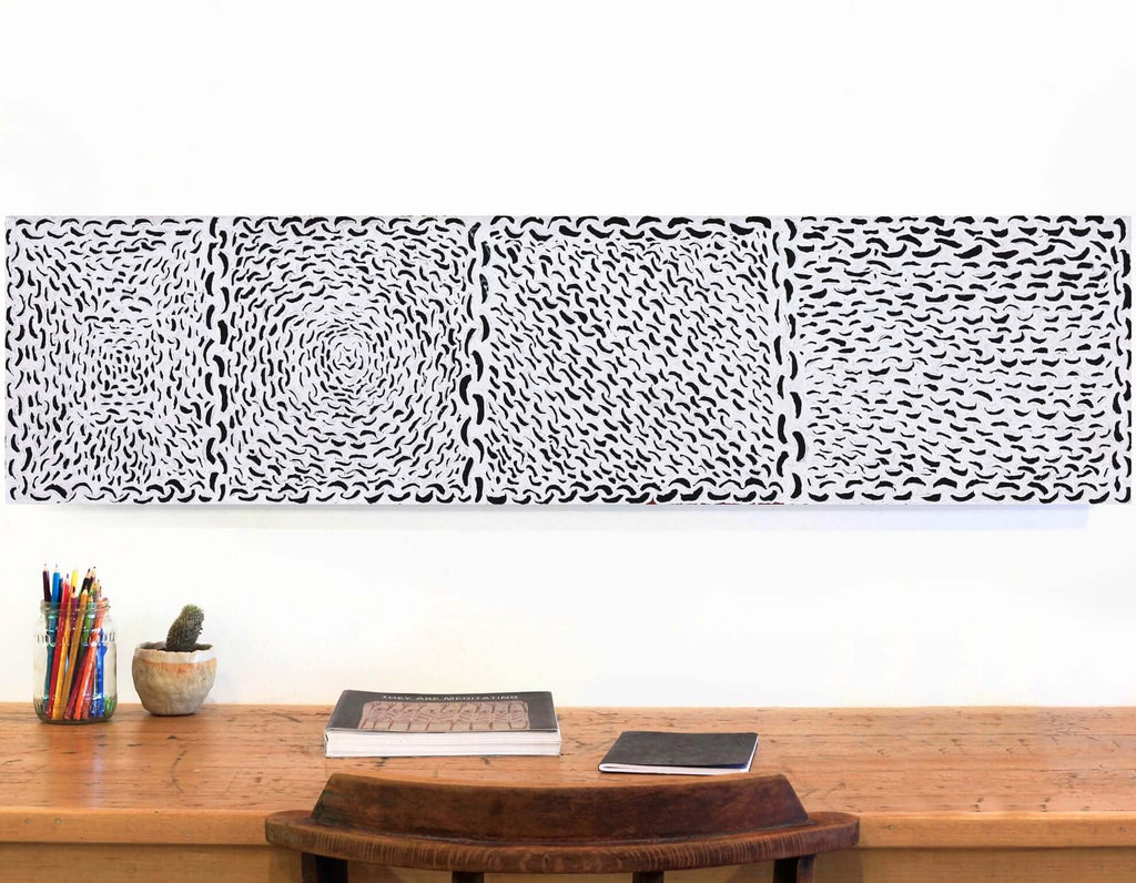 Aboriginal Artwork by Andrea Nungarrayi Wilson, Lukarrara Jukurrpa, 122x30cm