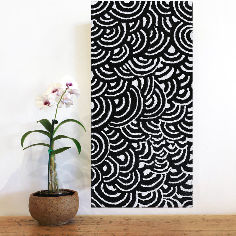 Aboriginal Artwork by Andrea Nungarrayi Wilson, Lukarrara Jukurrpa, 61x30cm
