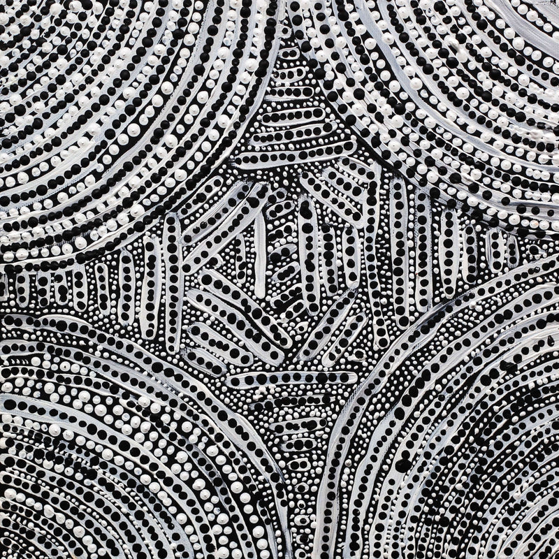Aboriginal Artwork by Andrea Napanangka Tasman, Ngapa Jukurrpa (Water Dreaming) - Mikanji, 30x30cm