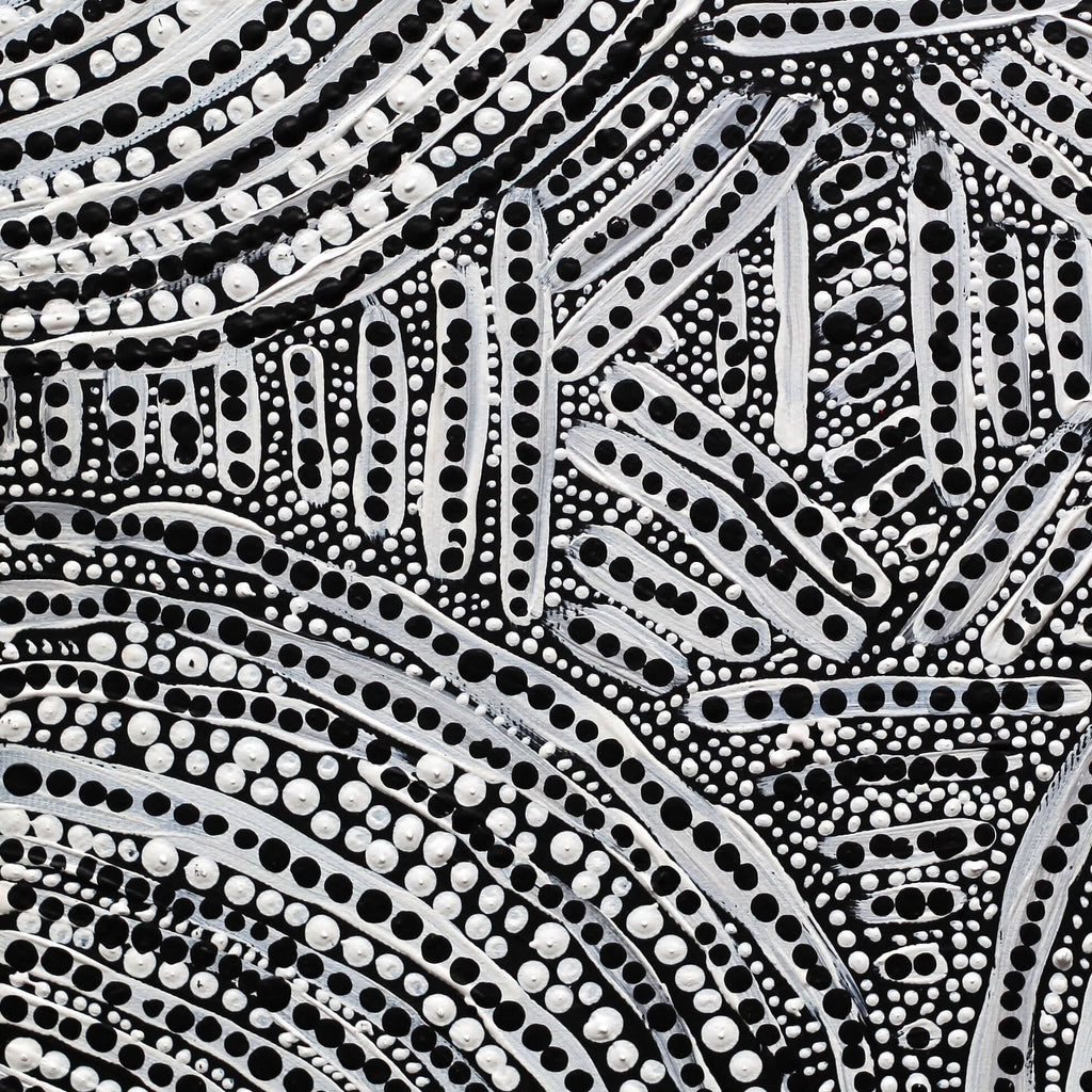 Aboriginal Artwork by Andrea Napanangka Tasman, Ngapa Jukurrpa (Water Dreaming) - Mikanji, 30x30cm - ART ARK®