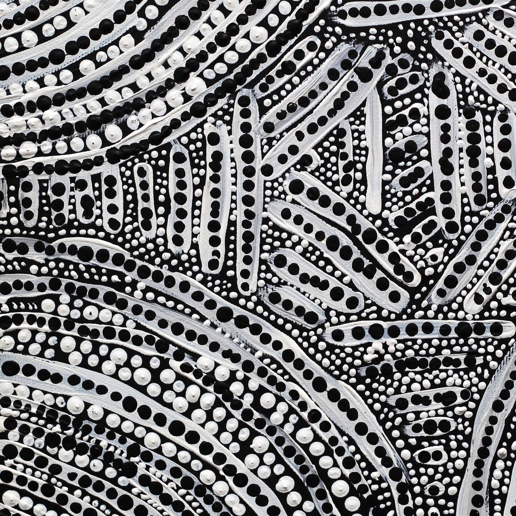 Aboriginal Artwork by Andrea Napanangka Tasman, Ngapa Jukurrpa (Water Dreaming) - Mikanji, 30x30cm