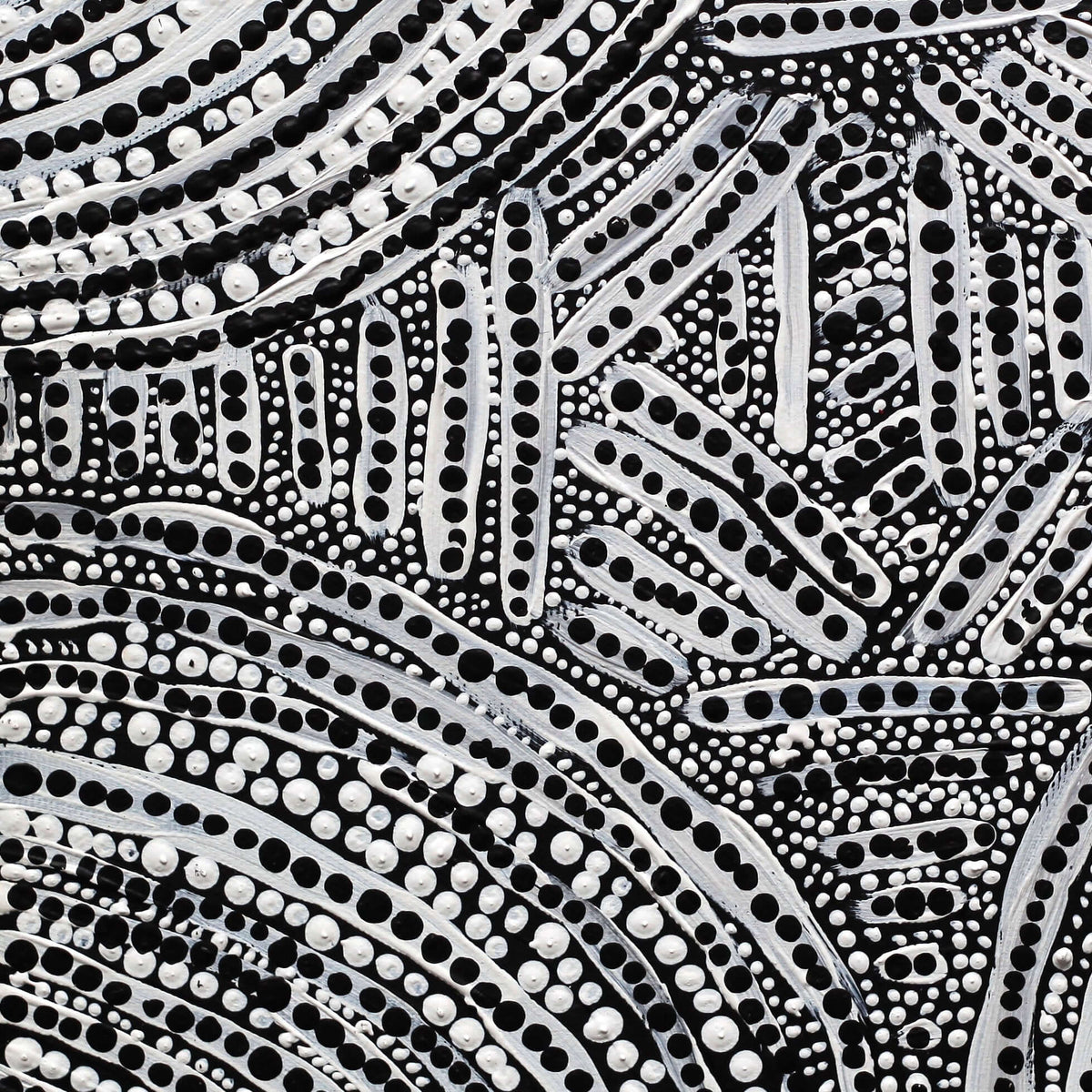 Aboriginal Artwork by Andrea Napanangka Tasman, Ngapa Jukurrpa (Water Dreaming) - Mikanji, 30x30cm