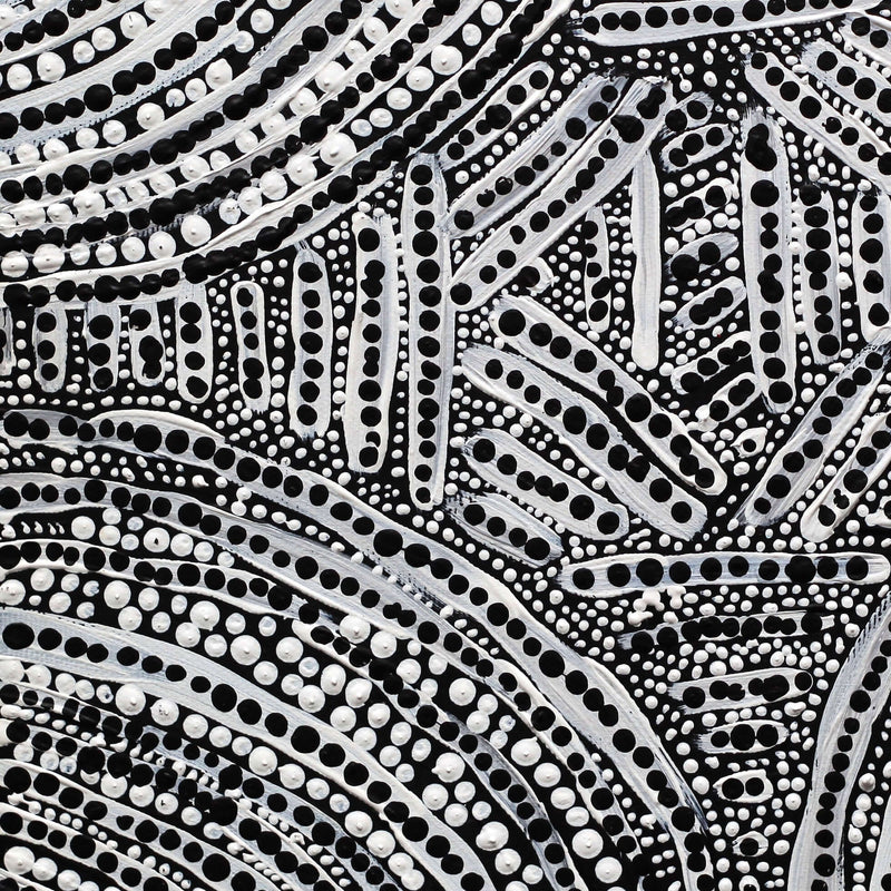 Aboriginal Artwork by Andrea Napanangka Tasman, Ngapa Jukurrpa (Water Dreaming) - Mikanji, 30x30cm