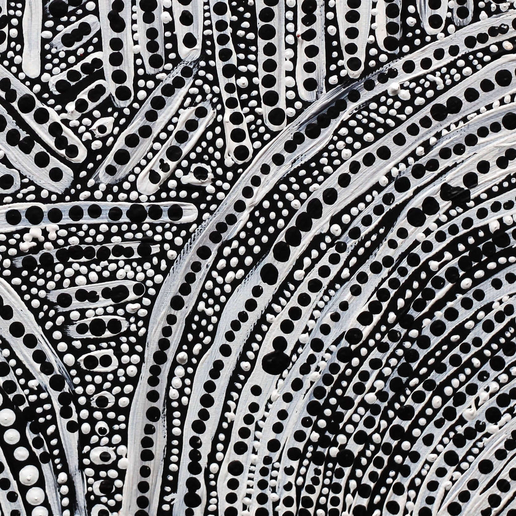 Aboriginal Artwork by Andrea Napanangka Tasman, Ngapa Jukurrpa (Water Dreaming) - Mikanji, 30x30cm