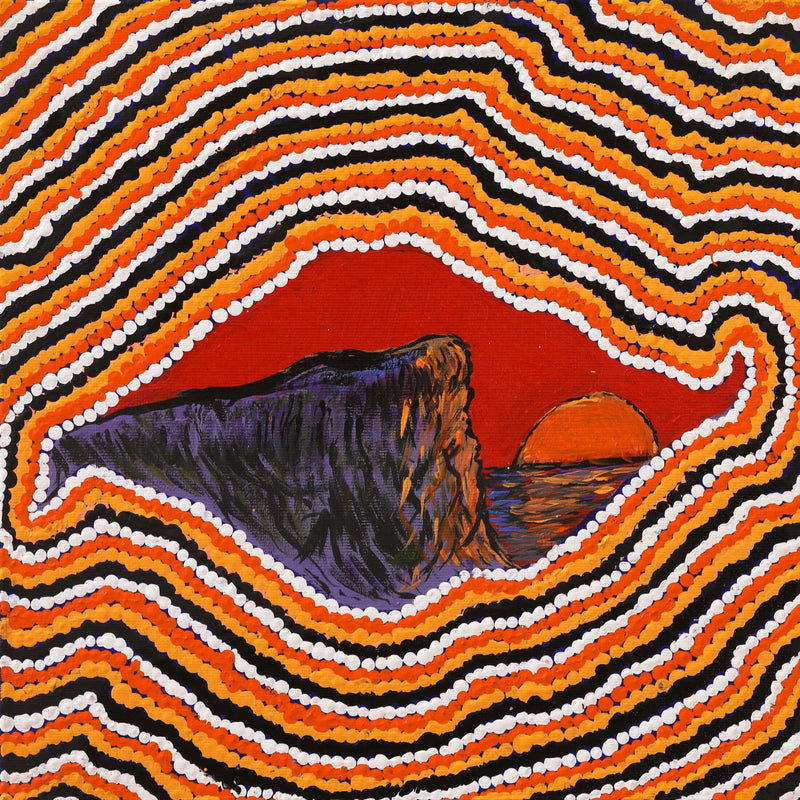 Aboriginal Artwork by Andrew Jampijinpa Brown, Nguru Yurntumu-wana (Country around Yuendumu), 30x30cm
