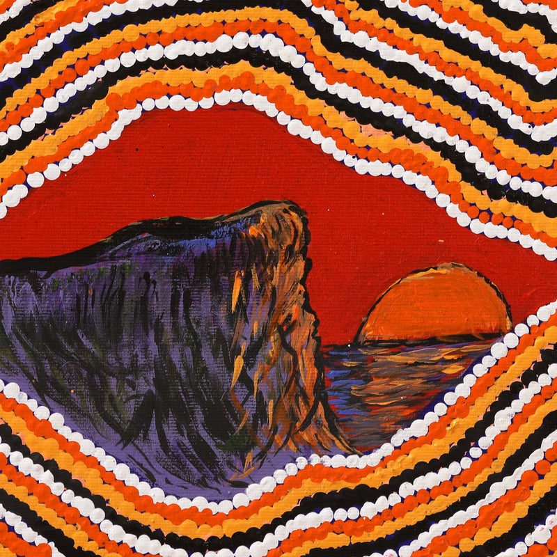 Aboriginal Artwork by Andrew Jampijinpa Brown, Nguru Yurntumu-wana (Country around Yuendumu), 30x30cm