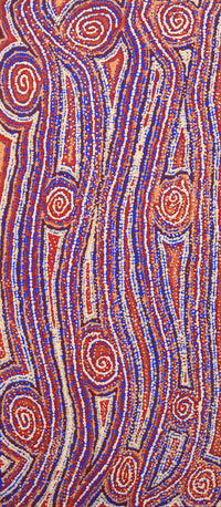Aboriginal Artwork by Angelina Nampijinpa Tasman, Ngapa Jukurrpa (Water Dreaming) - Pirlinyarnu, 107x46cm