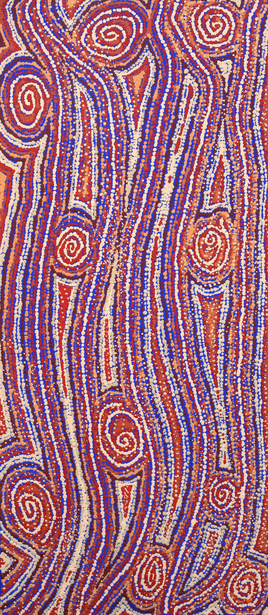 Aboriginal Artwork by Angelina Nampijinpa Tasman, Ngapa Jukurrpa (Water Dreaming) - Pirlinyarnu, 107x46cm