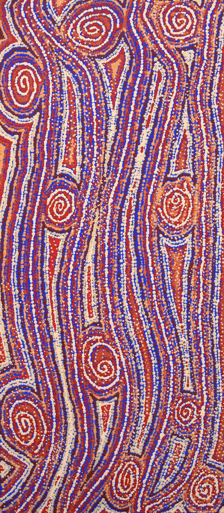 Aboriginal Artwork by Angelina Nampijinpa Tasman, Ngapa Jukurrpa (Water Dreaming) - Pirlinyarnu, 107x46cm